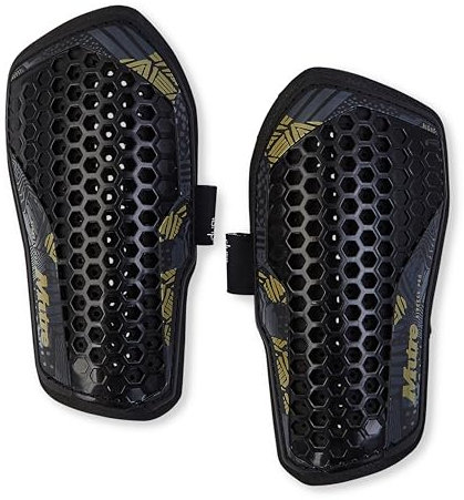 Mitre Aircell Football Shin Pads | Extremely Breathable | Impact Protection | Lightweight Shin Guard, Black/Gold, XS