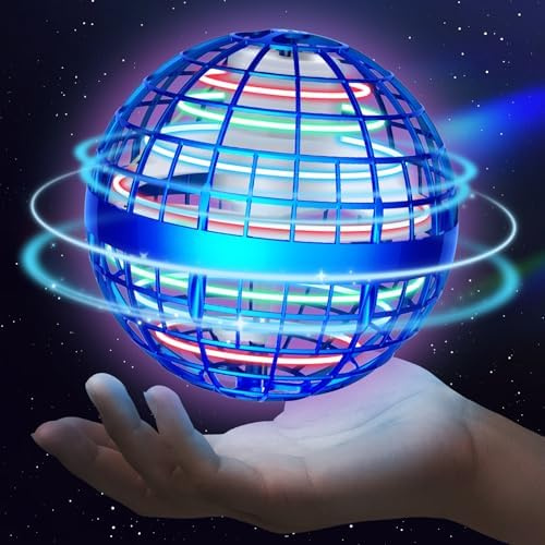 Sosuy 2026 Fliegender Ball Spielzeug Blau, Flying Hover Boomerang Drohne | Schwebender Spielball mit LED Licht, Flying Orb Toys Geschenk für Mädchen und Junge Kinder ab 6 7 8 9 10 11 12 Jahre