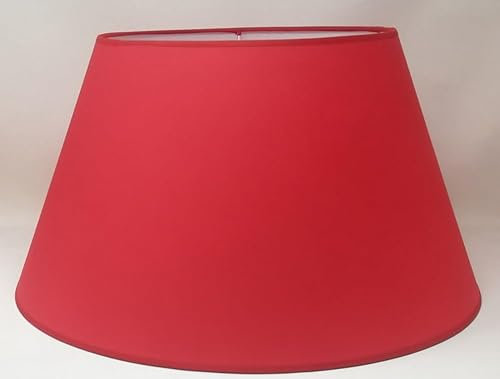 50 cm Kegel Lampenschirm, Baumwollstoff mit weißer PVC-Rückseite, handgefertigtes Produkt, für Tischlampe, Stehlampe (Rot)