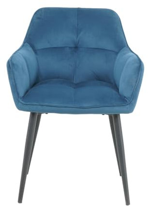 Esszimmerstuhl Küchenstuhl Polsterstuhl Wohnzimmerstuhl Sessel mit Armlehnen, Sitzfläche aus Samt, Smaragdgrüner Veloursstuhl, Metallbeine, Blau