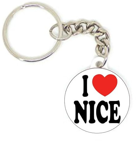 Porte clé badge I LOVE NICE RÉGION Provence-Alpes-Côte d'Azur CADEAU HUMOUR