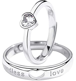 YWJewly Ringe Poliert Ihr Hochzeitsherz Fit Komfort für Ihn Für Paare Hohe Ringe Ring Verlobungsband Passende Sets Ringe Erdnuss Ringe (4-White gold, One Size)