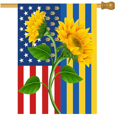 Gartenflagge I Love Ukraine, 71,1 x 101,6 cm, für den Außenbereich, lichtbeständig, Sonnenblumen-Brise, Flagge, Garten, Haus, Heimdekoration, Urlaub, Hofschild