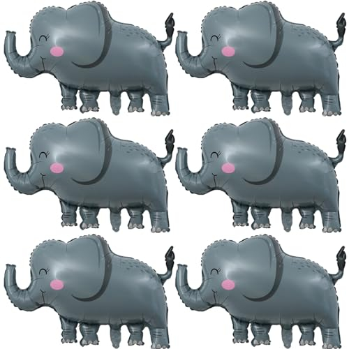 YUNHENTONG Folienballon Elefant, 6 PCS Elefant Luftballons,Elefant Ballon,Luftballon Tiere,Folienballon Waldtiere,Dschungel Tierballons,Waldtiere Ballon für Kinder Geburtstag Party Deko Geschenk