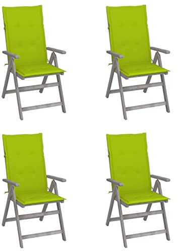 ZEYUAN Verstellbare Gartenstühle 4 STK. mit Auflagen, Gartenmöbel, Balkonstühle, Hochlehner, Balkonmöbel, Balkon Stuhl, Bistrostuhl, Balkonset, Garten Stühle, Armlehnenstuhl, Massivholz Akazie