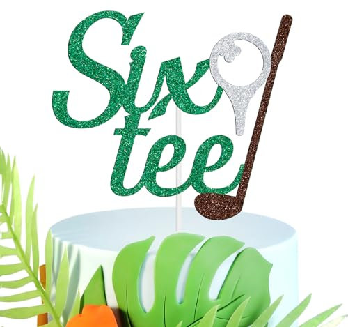 NARLOPI Golf Six-tee Cake Topper, Golf 60th Birthday Decoration, Funny Golf Theme 60/Sixty Sign for Golfer Fans, Happy 60th Birthday Party Decorations Supplies