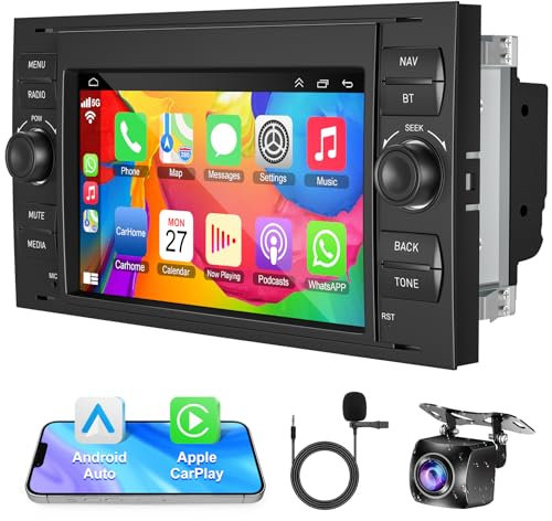 Car Radio for Ford Transit Fiesta Focus Galaxy Mondeo Kuga C-Max 7 Inch Stereo Wireless Carplay Android12 Car Radio with GPS Navigation Android Car Bluetooth WiFi RDS HI-FI FM Reversing Camera