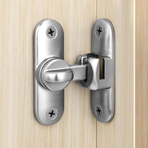 Degree Flip Barn Door Lock Sliding Barn Door Lock Hardware Security Door Latch for 90 Degree and 180 Degree (Silver)