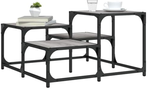 Brokky Couchtisch Wohnzimmertisch Coffee Table Couch Tisch Sofa Tische Wohnzimmer Grau Sonoma 68x68x40 cm Holzwerkstoff