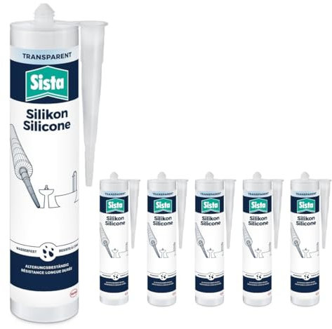 Sanitär Silikon für Innen Transparent Bad und Küche - Schimmelressistent - UV und Witterungsbeständig - Perfekt für Badewannen, Waschbecken Toiletten (6 x 280ml)