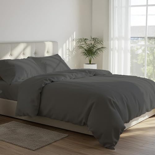 DANYDude 100% Egyptian Cotton 400TC 4PC King Size Duvet Cover and Pillowcase Set | Hypoallergenic Machine Washable, King Size Bed Quilt Cover Set