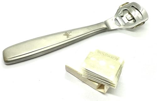 Solingen Professioneller Hornhautentferner aus Edelstahl, Hornhautentferner und Hornhautentferner, 10 Solingen-Klingen im Lieferumfang enthalten, Made in Germany