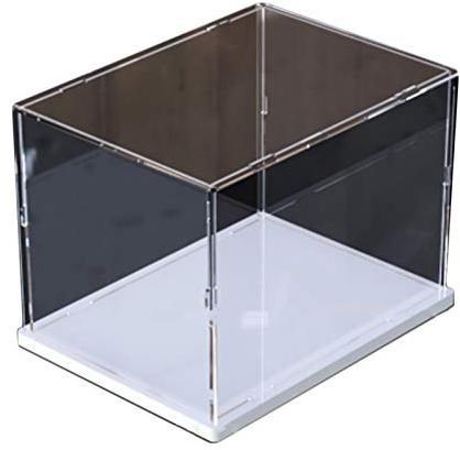 ZIUBMVDYC Acryl-Vitrine, Klarer, Abnehmbarer Proof-Box-Würfel for Sammlerstücke, Figuren, Modelle, Aufbewahrungsschutz, weißer Boden(40X40X30CM)