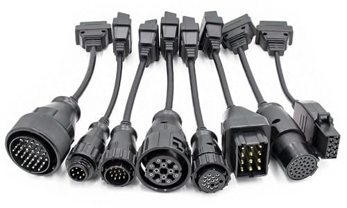 CABLEPELADO – Set de Adaptadores OBD1/OBD2 para Diagnóstico Automotriz, Juego de 8 Piezas, Compatible con Múltiples Marcas de Camiones (Kit 2)
