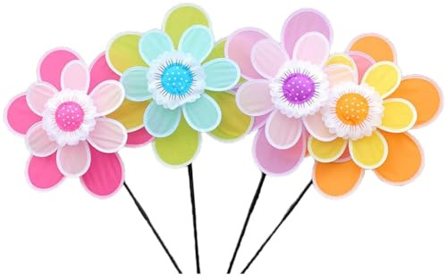 GIWFBQTR Lawn Decoration Wind Spinner Double Layer Pinwheels with Stake Eye Catching for Garden Children Outdoor Activities Easy Install Easy to Use C