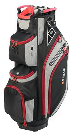 RAIKOU Golf Cartbag – Premium Golftasche, wasserdicht mit 14-facher Schlägerunterteilung – Ultraleicht, Trolley-kompatibel, mit Kühl- & Wertsachenfach – Für Damen & Herren (Rot)