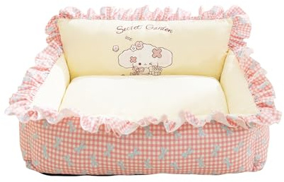 Galatée Hundebett, Haustierbett Mit Abnehmbarem, Waschbarem Bezug, Strapazierfähiges Katzennest Für Hauskatzen, Süßes Haustiersofa Mit Rutschfester Unterseite(XL, Rosa)