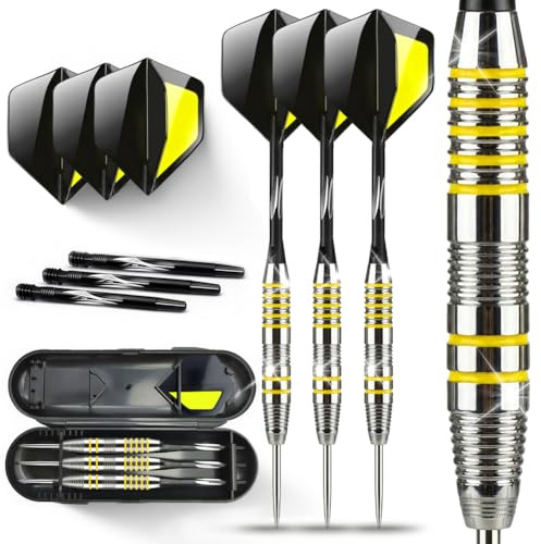 Dlishka Professionelles Steel Tip Darts Set Mit Integrierten Dart Flights Und Shafts Präzisionsausgewogene 2BA Stahl-Darts Für Zuhause Verein Und Wettkampf