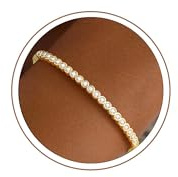 Turandoss Gold Bangle Bracelet for Women, 14K Gold Plated Cubic Zirconia Bangle Adjustable Stack Classic Tennis Bangle Bracelet Jewellery Birthday Gifts for Women