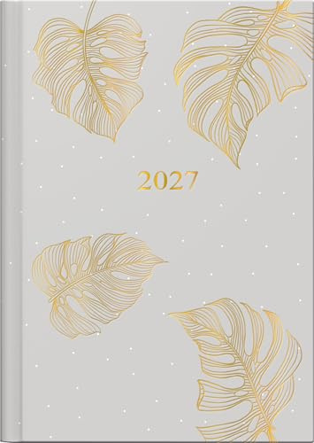 rido/idé Taschenkalender Mod. Technik III 2027 „Monstera“ | A6, Papier: 1 Seite = 1 Tag, Sa. und So. auf einer Seite, halbstündliche Einteilung von 7-20 Uhr, nicht Sa. und So.