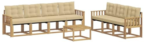 vidaXL Outdoor-Sofagarnitur mit Kissen 8 pcs Weiß und Beige, Moderner Garten-Sofa, strapazierfähiges Outdoor-Sektionen-Set, bequemes Terrassenmöbel, ideal zum Entspannen
