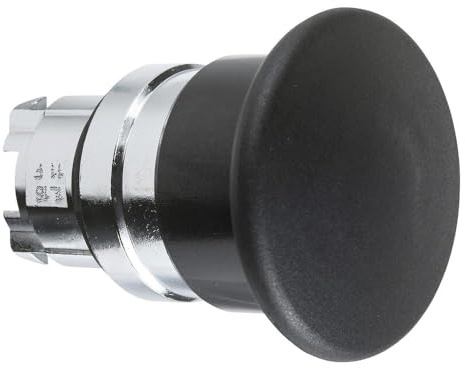 Schneider Electric Harmony XB4 Pilzdrucktaster, ZB4BC2 | Frontelement, Metall, 22mm, Pilz 40mm, unbeschriftet, tastend, schwarz