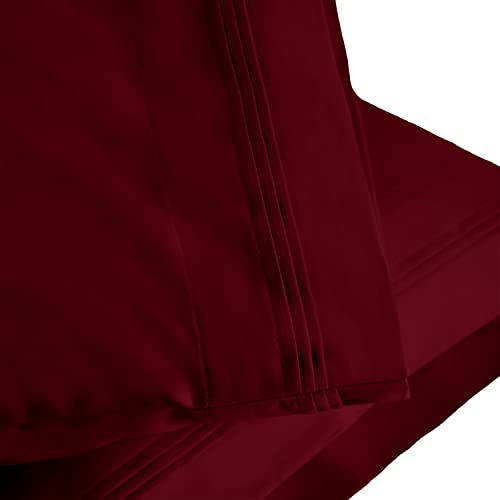 Superior 1000 Thread Count Egyptian Cotton Pillowcase Set, Pillow Covers for All Pillows and Sleepers, Soft Pillowcases for Bed Fashion, Basics, Large Cases, 2-Piece Set- Standard, Burgundy