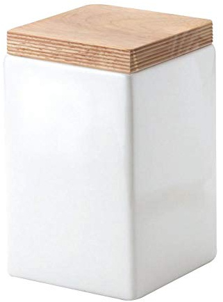 6 Stück Continenta Tee Vorratsdose aus Keramik, quadratisch, mit Holzdeckel, luftdichter Vorratsbehälter, 1,0 Liter, 10 x 10 x 16,5 cm, Set by Danto®