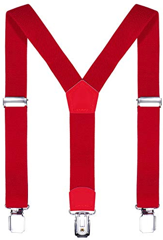 DonDon Kinder Hosenträger rot 2 cm schmal längenverstellbar für eine Körpergröße von 80 cm bis 110 cm bzw. 1-5 Jahre