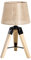 HOMCOM Lámpara de Mesa Moderna y Original con Base Trípode de Madera y Pantalla de Tela Lino para Salón o Dormitorio 24x24x45cm E27 Máx. 40W Crema