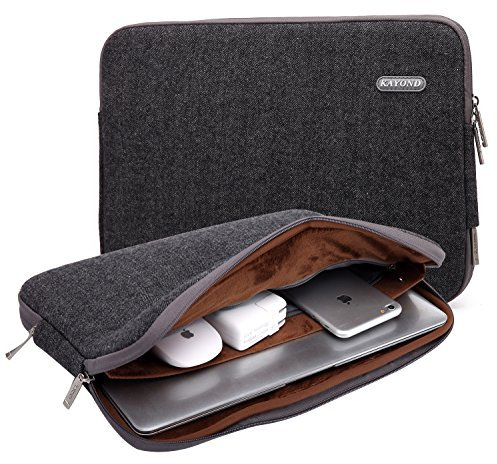 KAYOND Herringbone Woollen Water-resistant 15 inch laptop sleeve, with pocket for Macbook air 15.4,Macbook pro15.4 m1 m2 m3, macbook pro 16 and most 15.6 notebook (15-15.6 inch, Black)