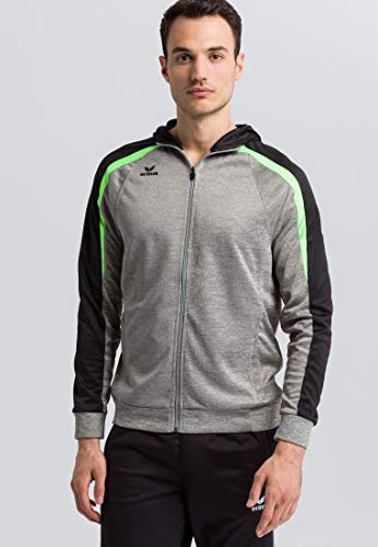 ERIMA Herren Jacke Liga 2.0 Trainingsjacke mit Kapuze, grau melange/schwarz/green gecko, S, 1071847