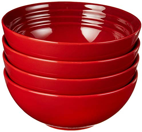 Le Creuset of America PG9102S4-1667 - Juego de 4 cuencos para sopa (26 oz) 6,25 pulgadas, Cerise