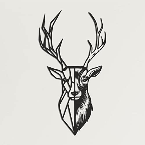 DEKADRON Metall Hirschkopf Natur Wandkunst - 3D Hirsch Silhouette Wanddekoration (25 x 46 cm)