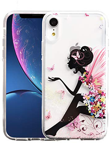 Sephonie Flower Case for iPhone XR (6.1 Inch), Floral Pattern Clear Slim Fit Ultra-Thin Girly Design, Shockproof Protective Hard PC Back with Soft TPU Bumper Phone Cover for Girls and Women | Fairy