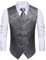 HISDERN Gilet da uomo Paisley floreale jacquard floreale cravatta tasca quadrata fazzoletto vestito set Grigio
