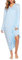 Vlazom Ladies Full Length Nightwear Cotton Long Sleeve Nightie Nightdress Pyjamas, Light Blue, XXL