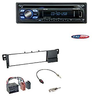 Caliber RCD122 CD USB SD AUX-IN MP3 Radio + Radioblende + Rund-PIN Adapter für BMW 3er E46 03/1998-02/2005