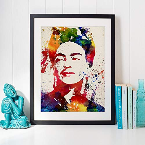 Nacnic Poster Frida Kahlo mit Aquarellentwurf. Mischen Sie mit Aquarell-Stylesheets für die Innendekoration. A4-Format