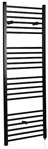 Milano Nero 600W Black Straight Bar Electric Heated Towel Rail - 1600mm x 400mm