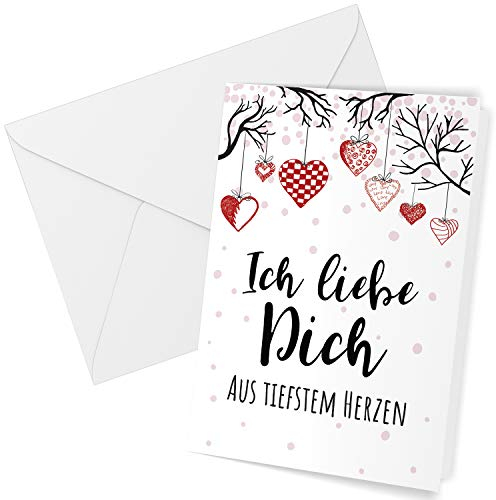Klappkarte mit Umschlag Liebe Valentinstag Valentinskarte Grußkarte Ich liebe Dich Liebeskarte mit Herzen rot