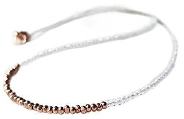 WORLD WIDE GEMS 22 K oro rosa sposa gioielli oro Helling 2 mm Stracking White Topaz and Rose Gold Necklace Round, Smooth 16 for Mens, Womens, GF, BF & Adult.