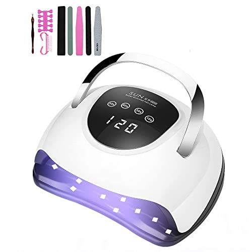 iBigLY UV LED Nail Lamp, Professional 220W Faster LED Nail Dryer UV Nail Lamp for Gel Polish Curing Light with Touch Screen Portable Handle, Auto Sensor Nail Art Light Tools for Fingernail Toenail
