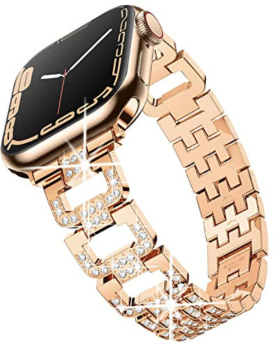 SeNool Diamanti Cinturino per Apple Watch 38mm 40mm 41mm 42mm Series 11/10/9/8/7/6/5/4/3/2/1, Metallo Bracciale per Apple iWatch SE 3/SE 2/SE - Or Rosa