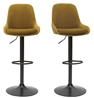 Miliboo Höhenverstellbare Design-Barhocker bronzefarbener Samt (2er-Set) Holo