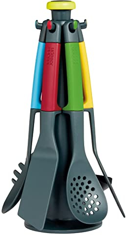 Ustensiles de Cuisine Casdon Joseph Joseph Elevate | Ensemble d’ustensiles de Cuisine colorés pour Les Enfants dès 3 Ans | avec Un Support de Rangement Rotatif !