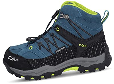 CMP Kids Rigel Mid Trekking Shoes WP Chaussures de randonnée, Bleu-Vert Lime (Deep Lake-Acido), 32 EU