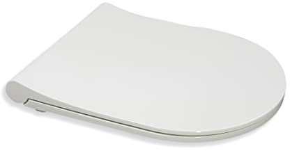 Aqua Bagno | Flacher Toilettendeckel & WC-Sitz mit Absenkautomatik, abnehmbarer Klodeckel D-Form, Universeller WC-Sitz