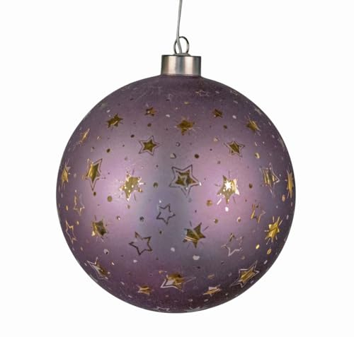 formano Deko-Kugel hängend 12 cm Purple mit Stern Dekor u. Timer Weihnachten Dekoration Fenster Schmuck