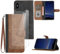 Hoyoikun Flip Custodia in Pelle PU Premium per iphone X/XS+(2 Pezzi Vetro Temperato).Custodia Sottile in Pelle per Telefono,Premium PU/TPU,Supporto Stand,Chiusura Magnetica viola-marrone